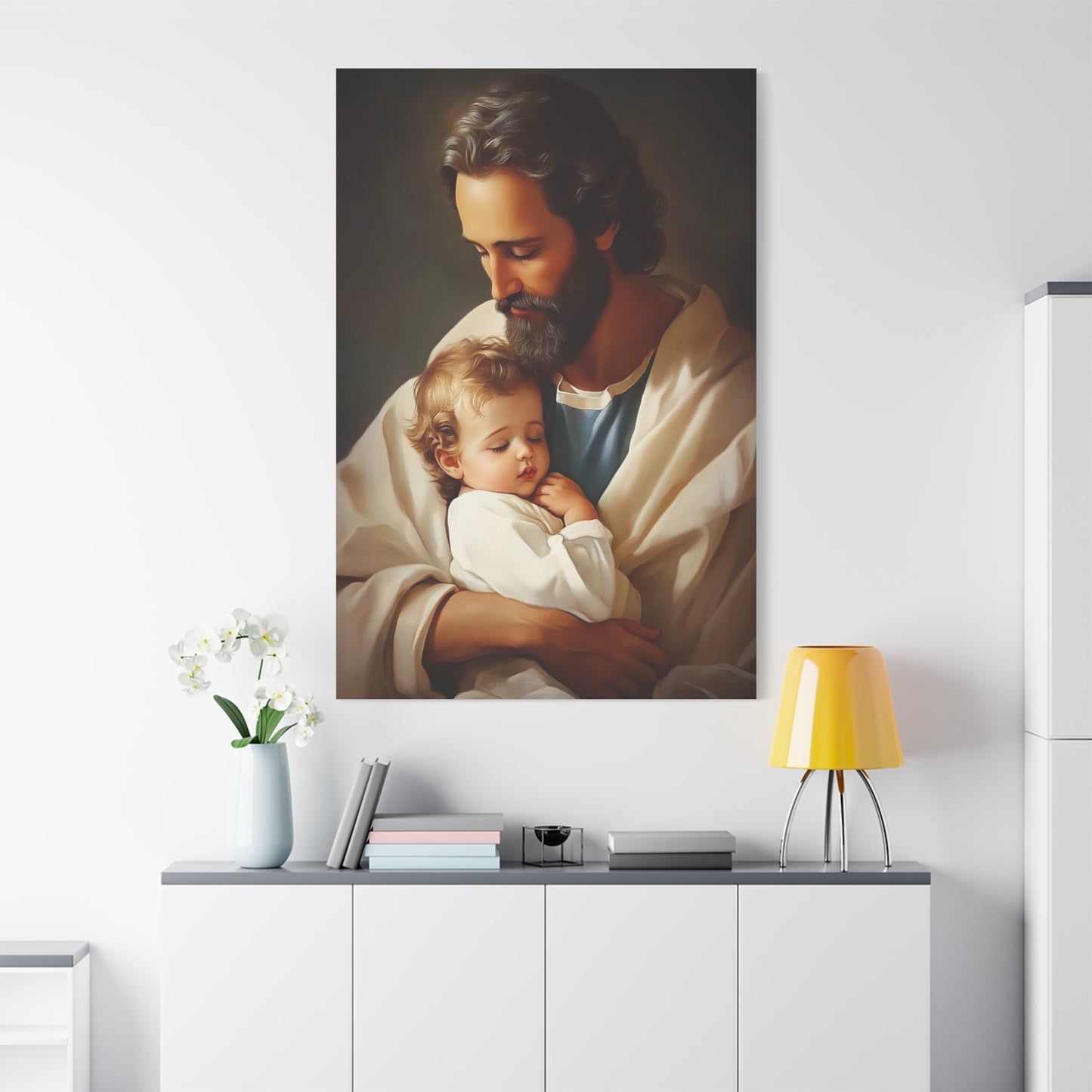 St. Joseph and Jesus Catholic Canvas Wall Art, Christian Decor