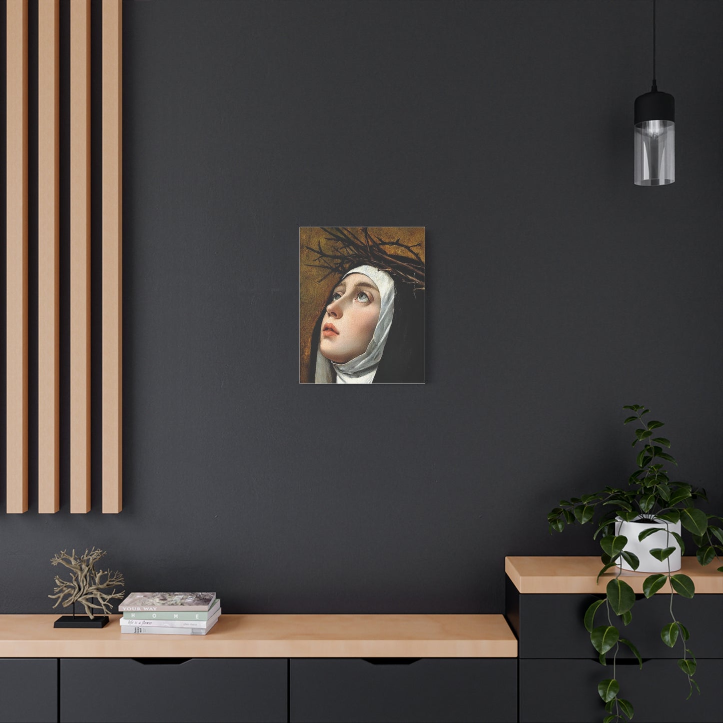 St. Catherine of Siena with Thorns Catholic Canvas Wall Art, Christian Decor