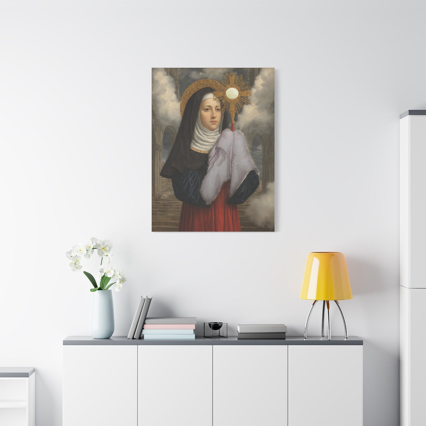 St. Juliana of Liege Catholic Canvas Wall Art, Christian Decor