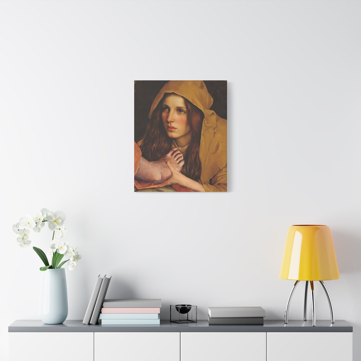St. Mary Magdalene Anointing Jesus Feet Catholic Canvas Wall Art, Christian Decor