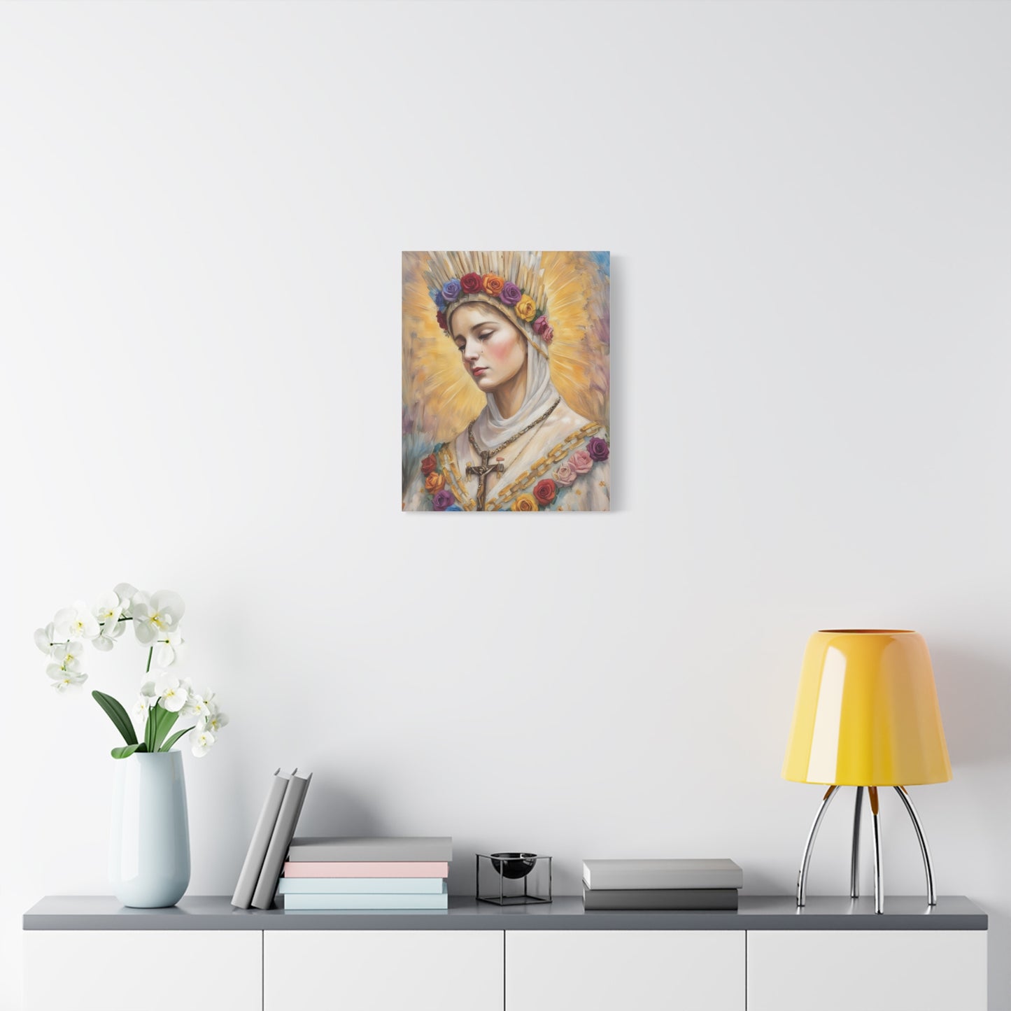 Our Lady La Salette Catholic Canvas Wall Art, Mother Mary Print Christian Decor