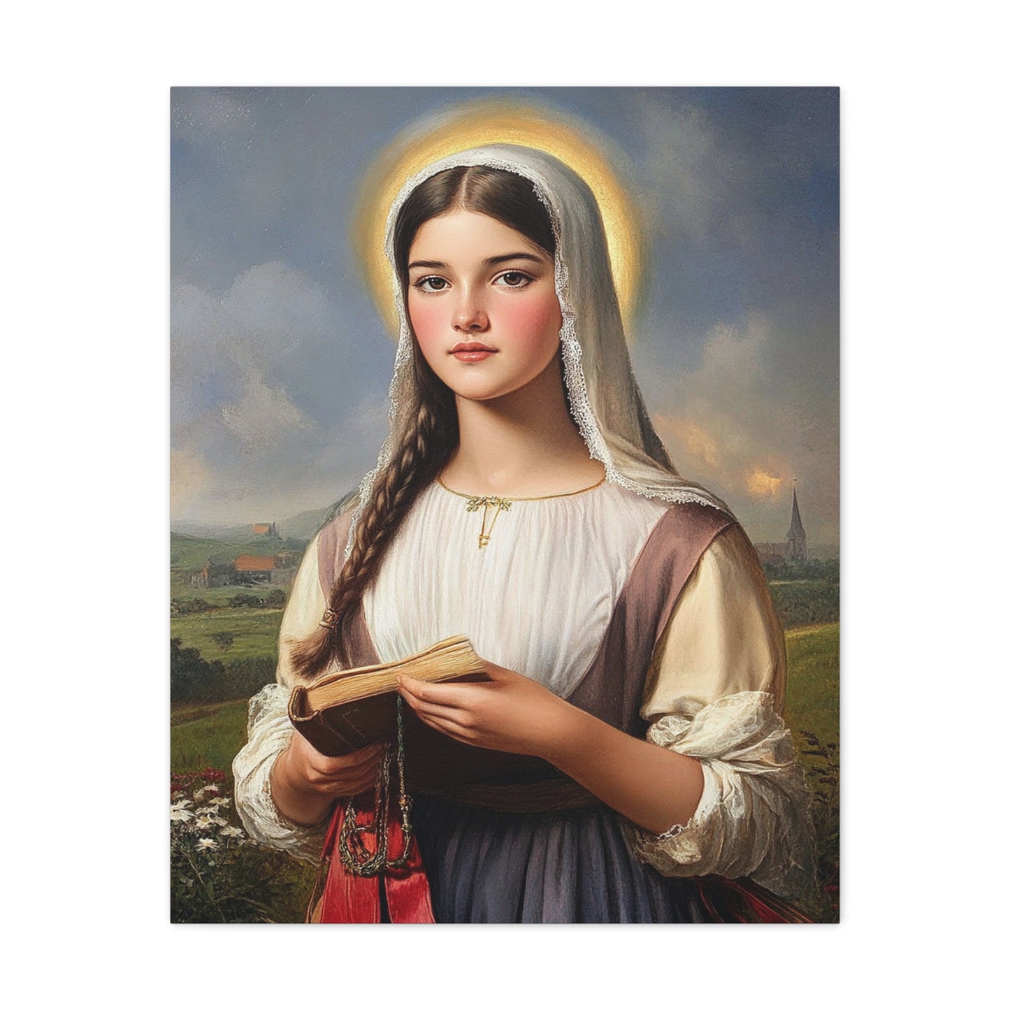 St. Genevieve Catholic Canvas Wall Art, Christian Decor
