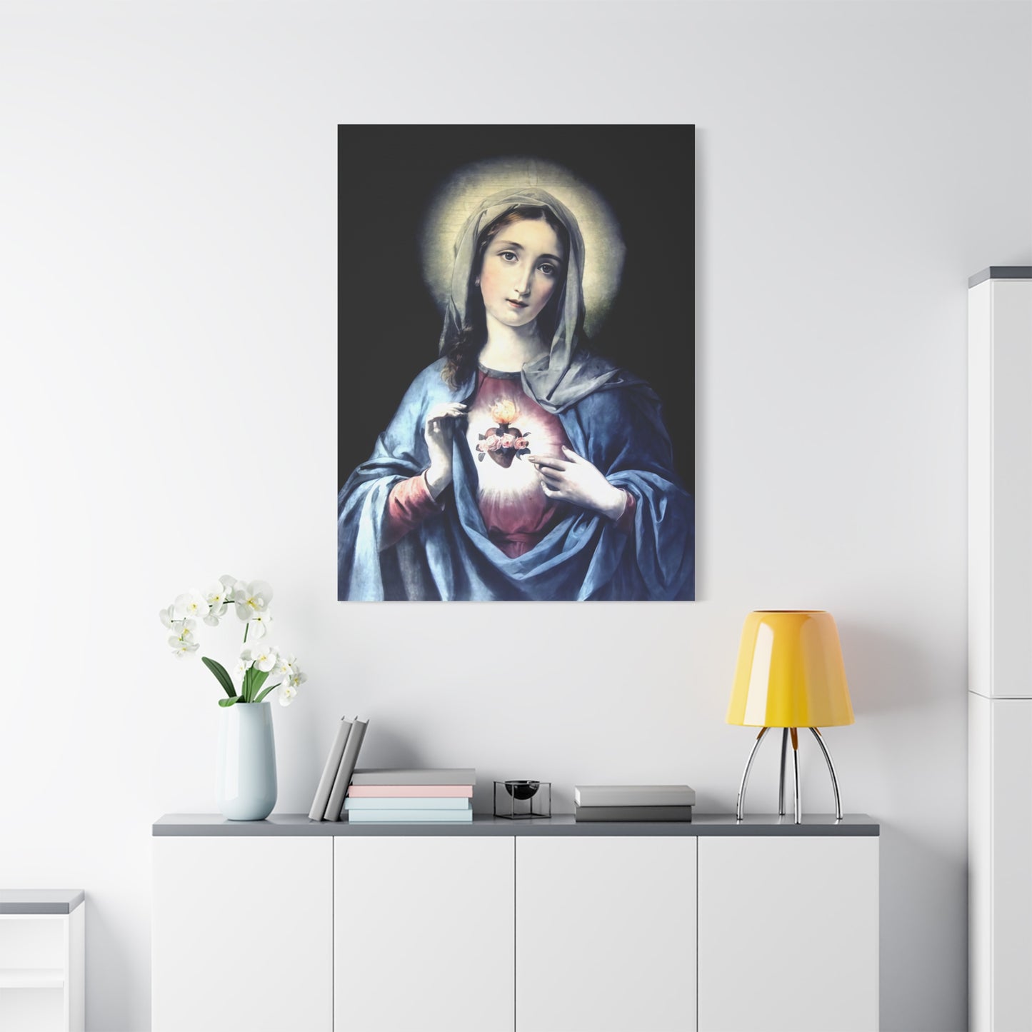 Ready to Hang - Immaculate Heart Virgin Mary Catholic Canvas Wall Art, Christian Decor