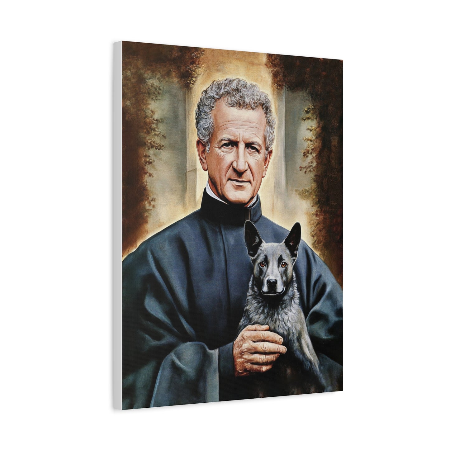 St. John Bosco and Grigio Catholic Canvas Wall Art, Christian Decor