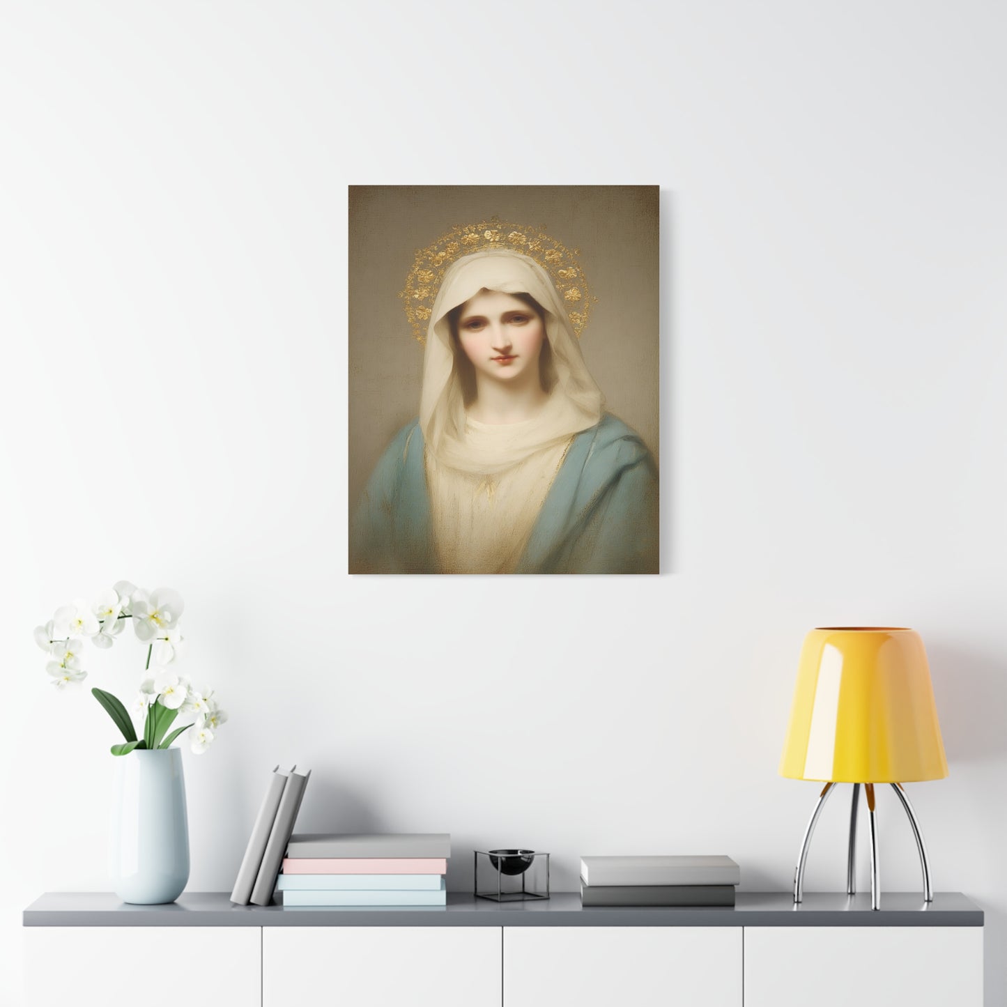 Holy Mother Mary Catholic Canvas Wall Art, Christian Decor
