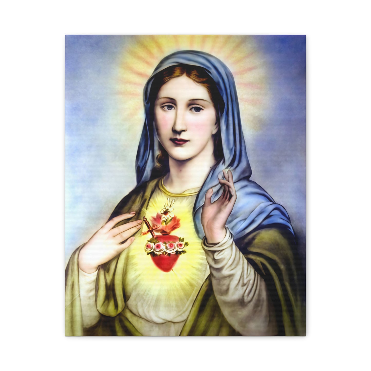 Ready to Hang - Immaculate Heart Virgin Mary Catholic Canvas Wall Art, Christian Decor