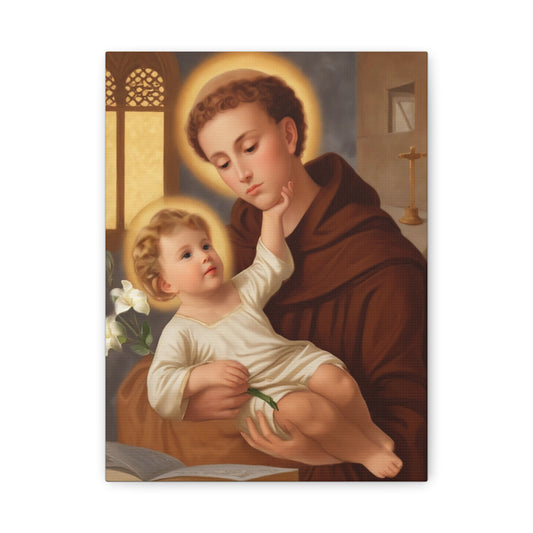 St. Anthony and Jesus Catholic Canvas Print, Catholic Decor Wall, Gift Religious Christian