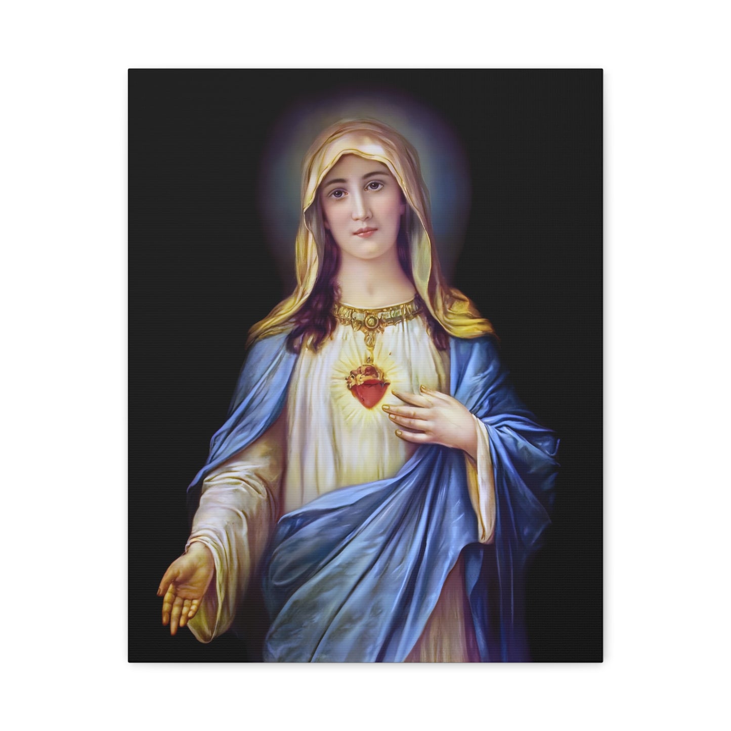 Immaculate Heart Mother Mary - Catholic Canvas Wall Art, Christian Decor
