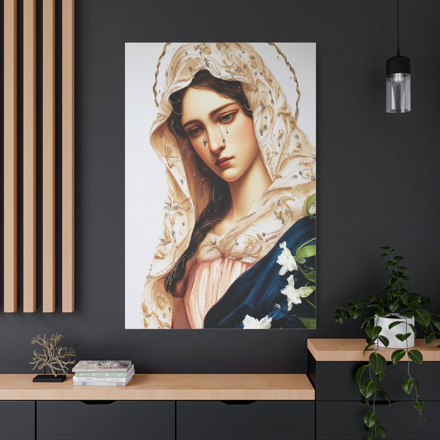 Ready to Hang - Our Lady Tears Catholic Canvas Wall Art, Christian Decor