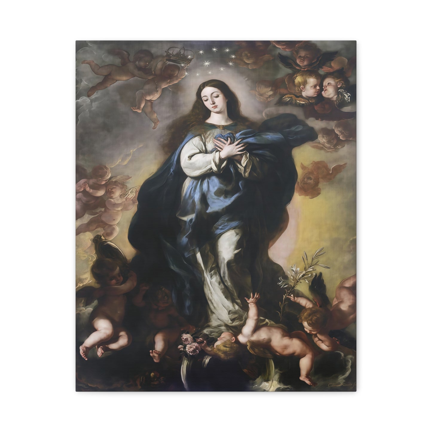 Ready To Hang - Our Lady Mother Mary Immaculate Conception Catholic Canvas Wall Art, Christian Decor