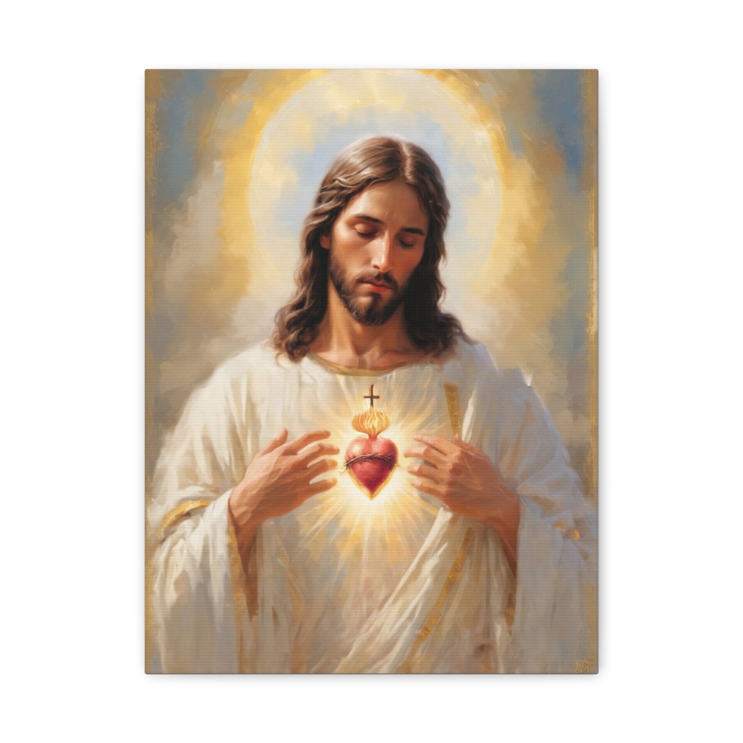 Jesus Christ Sacred Heart Catholic Canvas Wall Art, Christian Decor
