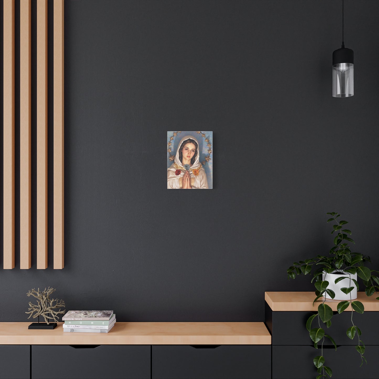 Our Lady Mary Rosa Mystica Catholic Canvas Wall Art, Christian Decor