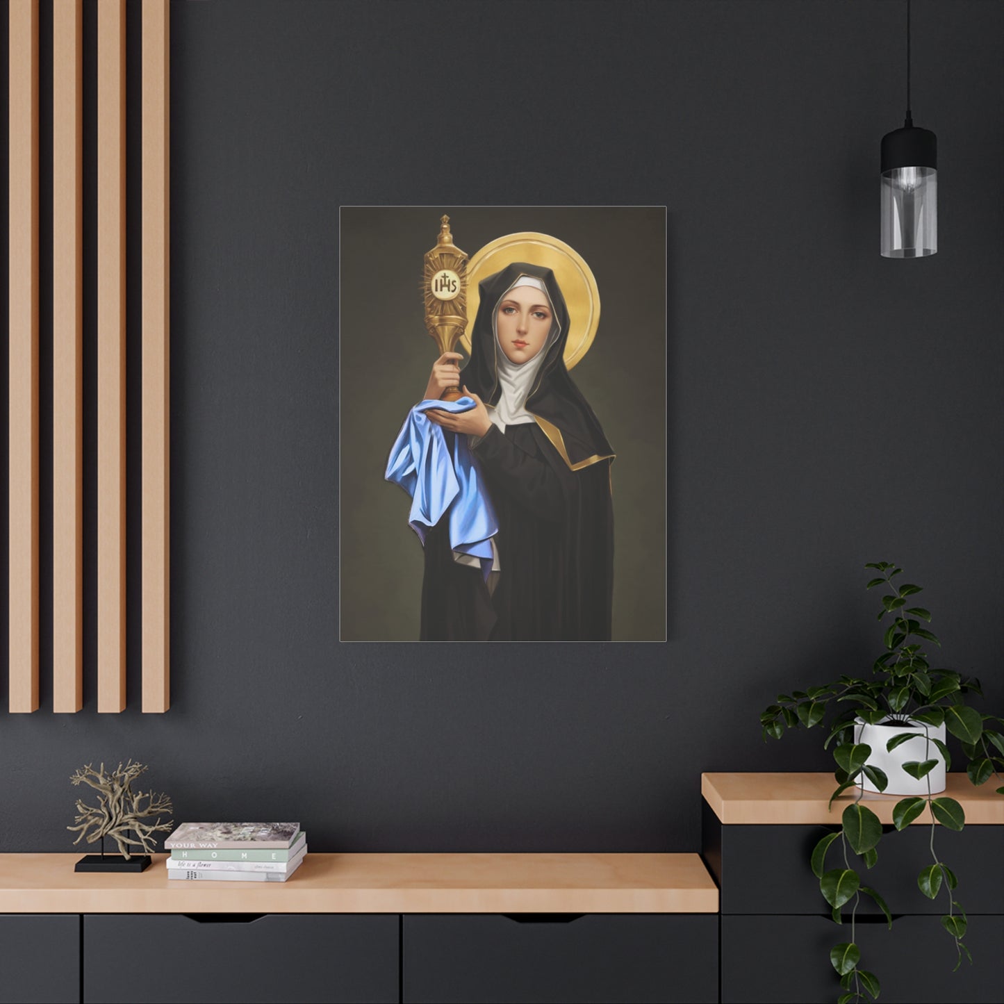 St. Clare of Assisi saint Catholic Canvas Wall Art, Christian Decor