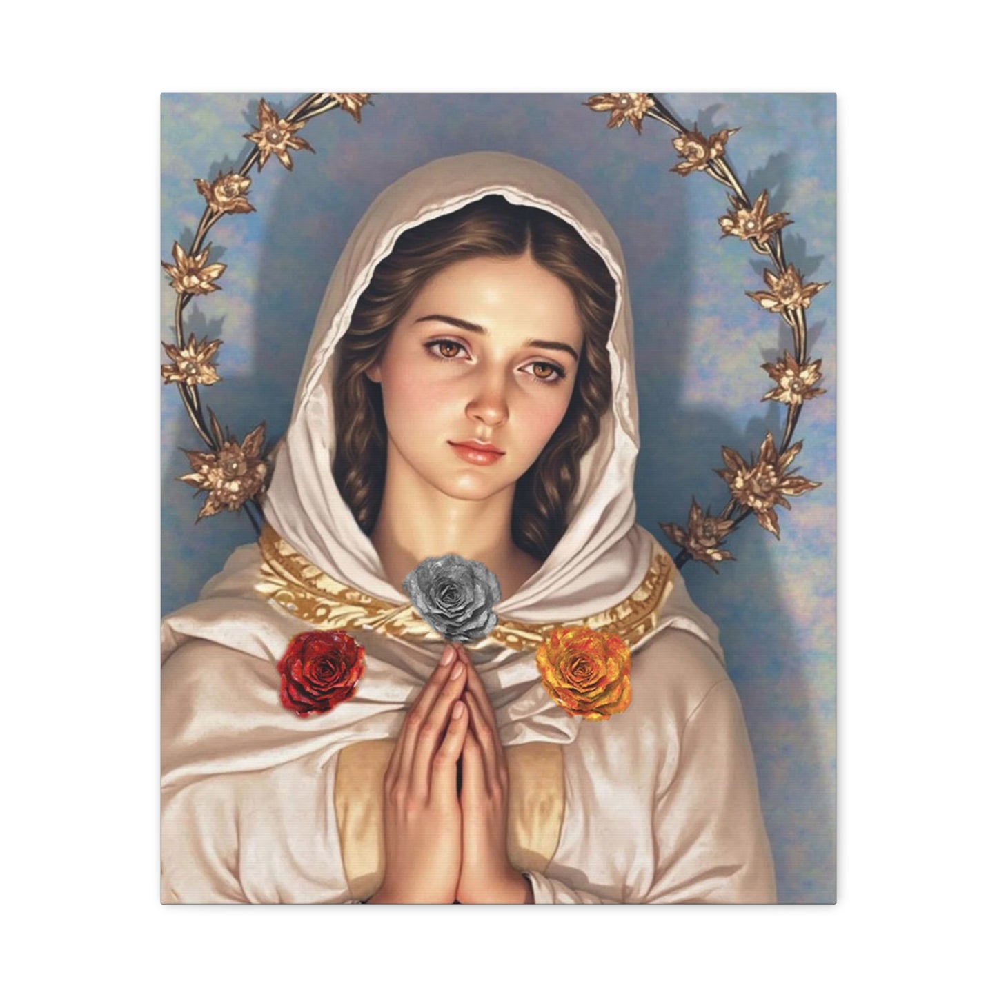 Our Lady Mary Rosa Mystica Catholic Canvas Wall Art, Christian Decor