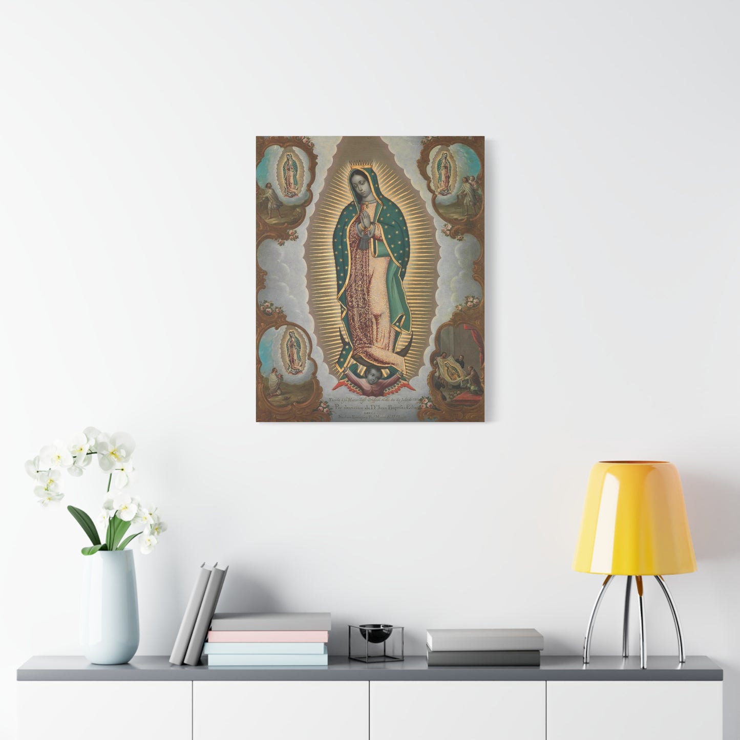 The Virgin of Guadalupe with the Four Apparitions Catholic HQ Print on Canvas Ready To Hang - Virgin Mary Canvas