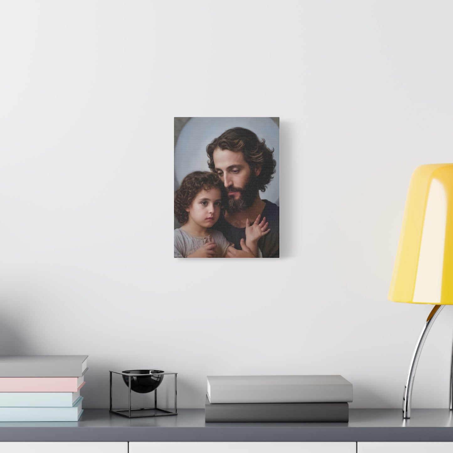 St. Joseph and Baby Jesus Catholic Canvas Wall Art, Print Christian Decor