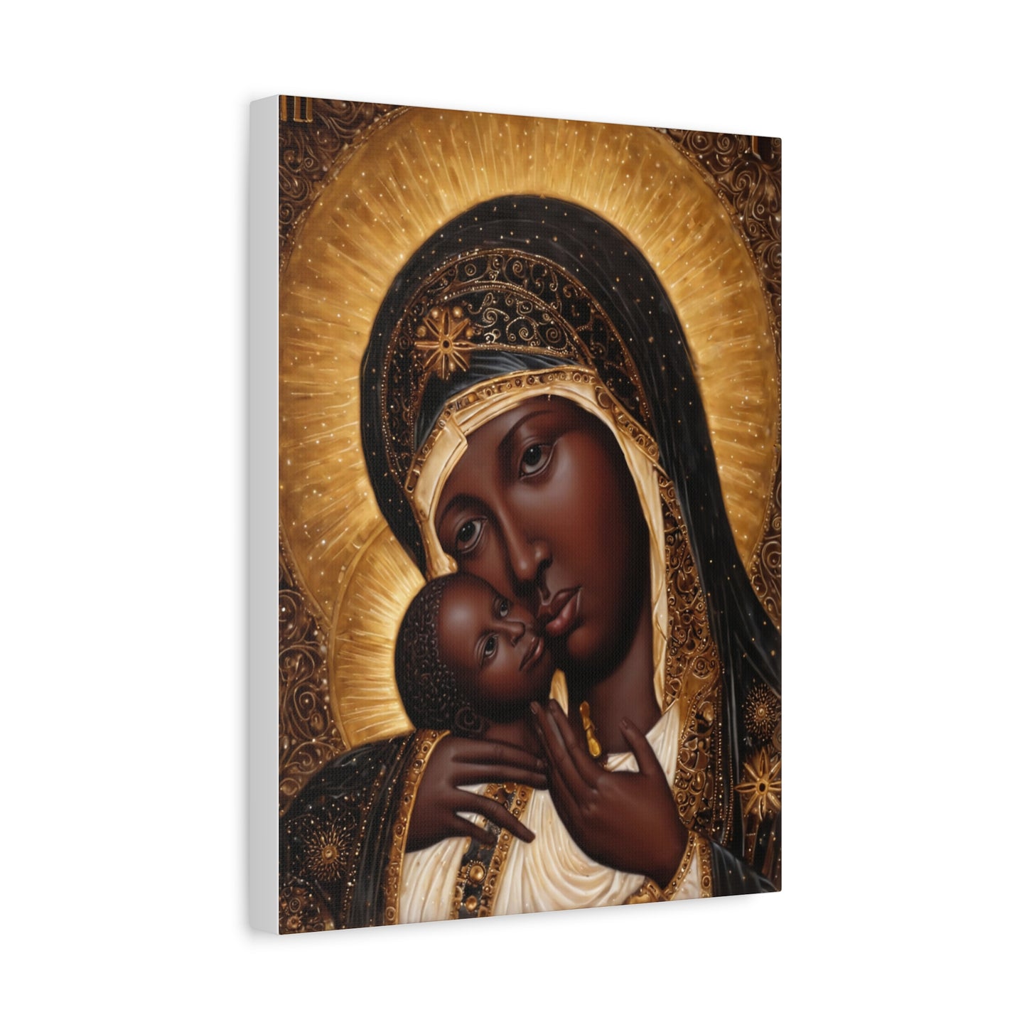Black Madonna African Mother Mary Catholic Canvas Wall Art, Christian Decor