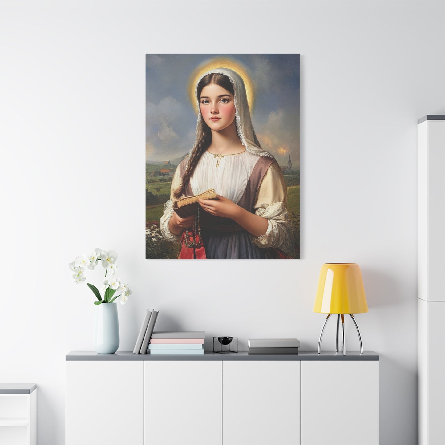 St. Genevieve Catholic Canvas Wall Art, Christian Decor