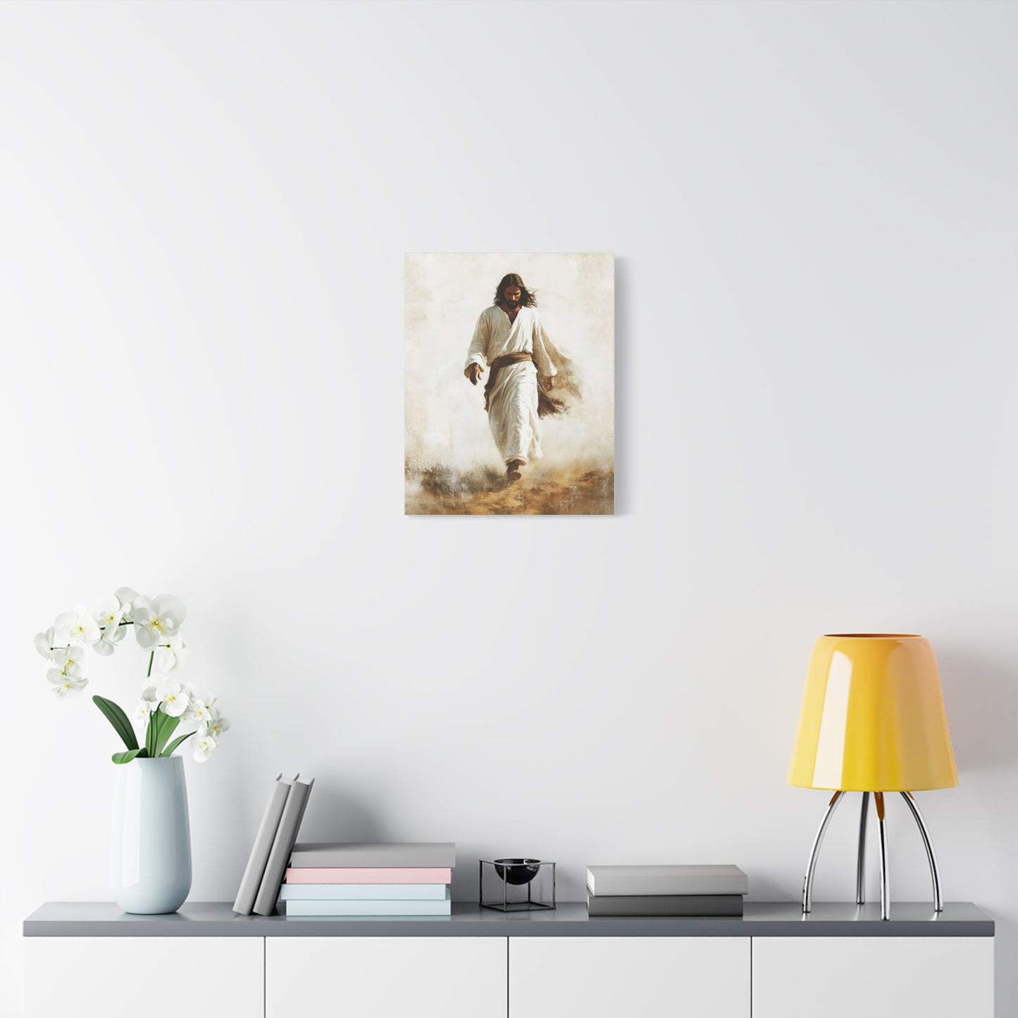 Jesus Christ Walking Through The Desert Catholic Canvas Wall Art, Christian Decor