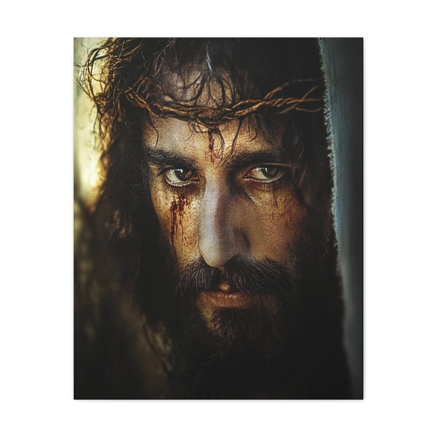 Jesus Christ Our Lord with Crown of Thorns Catholic Canvas Wall Art, Christian Decor