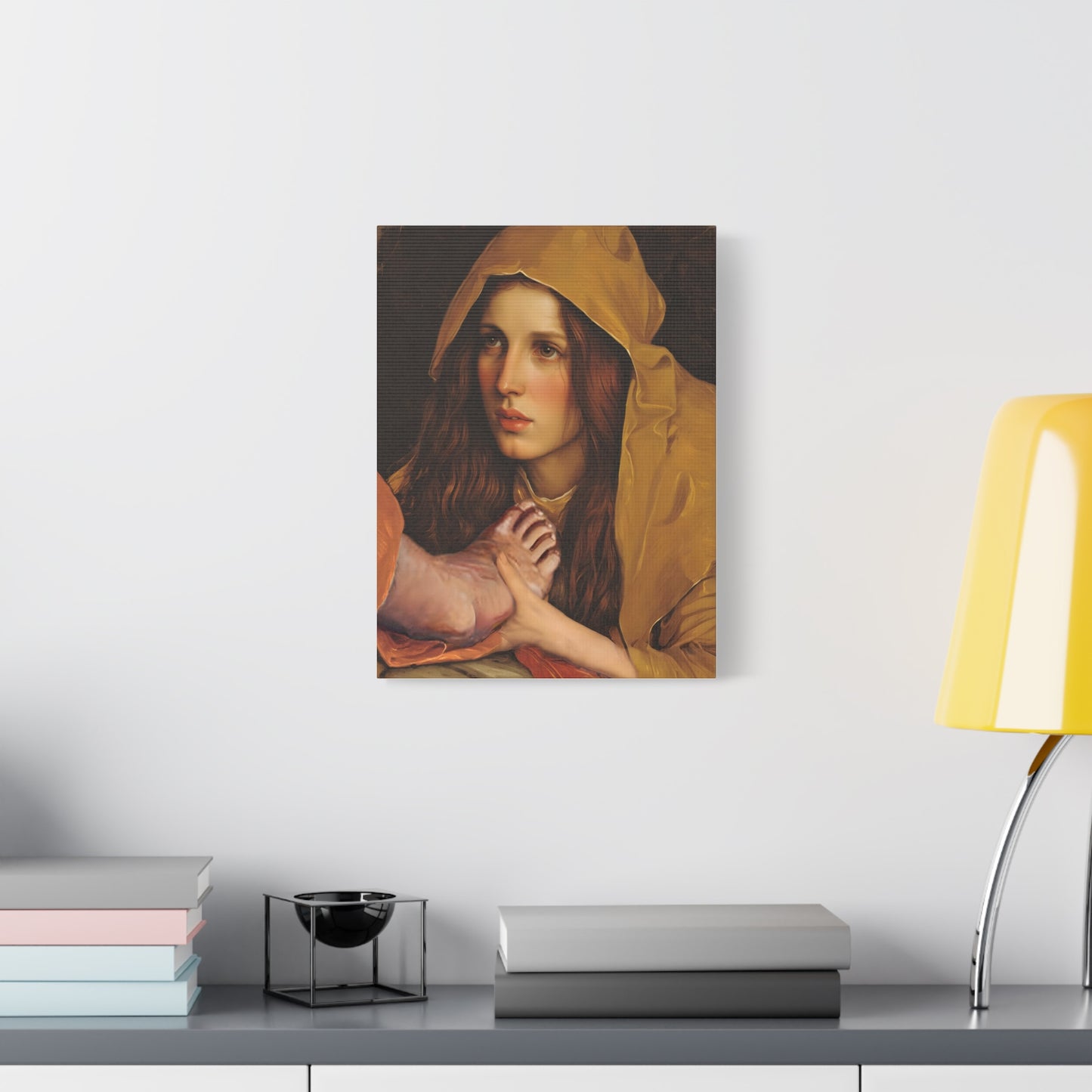 St. Mary Magdalene Anointing Jesus Feet Catholic Canvas Wall Art, Christian Decor
