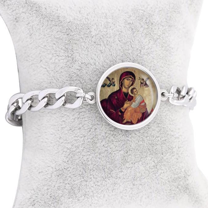 Our Lady Perpetual Help Curb Bracelet Chain Gold or Silver tone