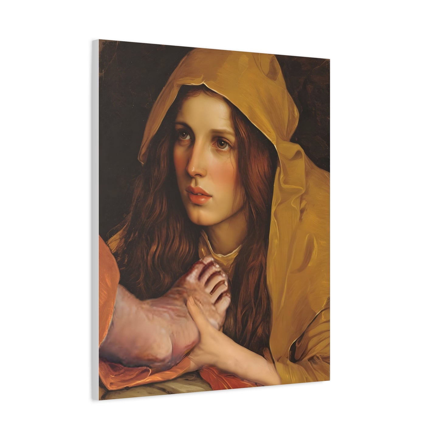 St. Mary Magdalene Anointing Jesus Feet Catholic Canvas Wall Art, Christian Decor