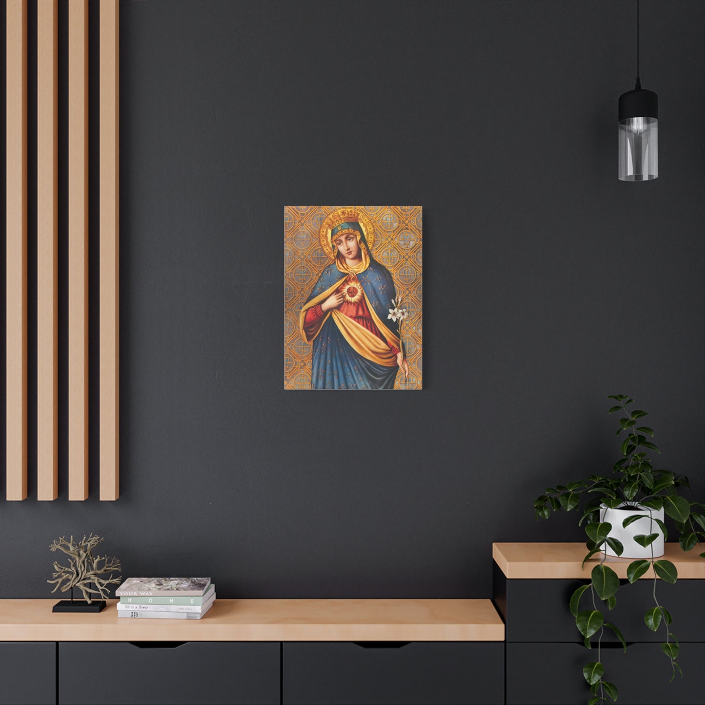 Ready to Hang - Immaculate Conception Mother Mary Catholic Canvas Wall Art, Christian Decor