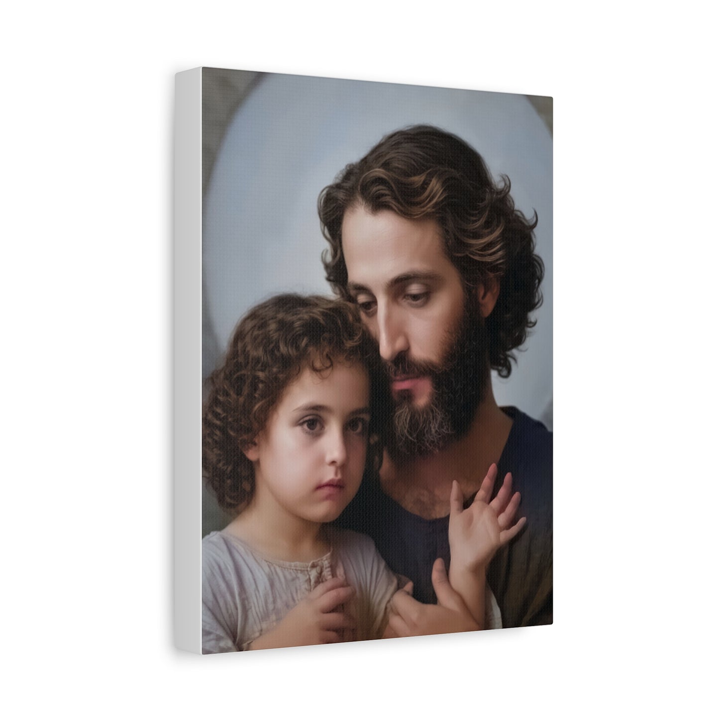 St. Joseph and Baby Jesus Catholic Canvas Wall Art, Print Christian Decor