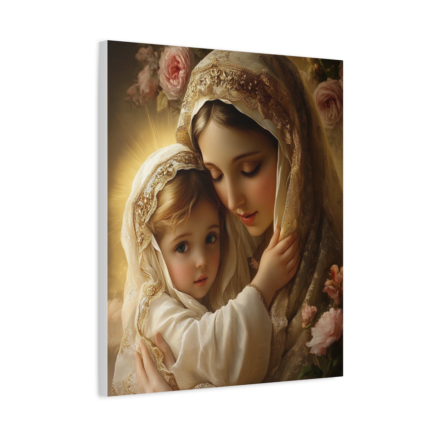 Mother Mary with Jesus Catholic Canvas Wall Art, Christian Decor