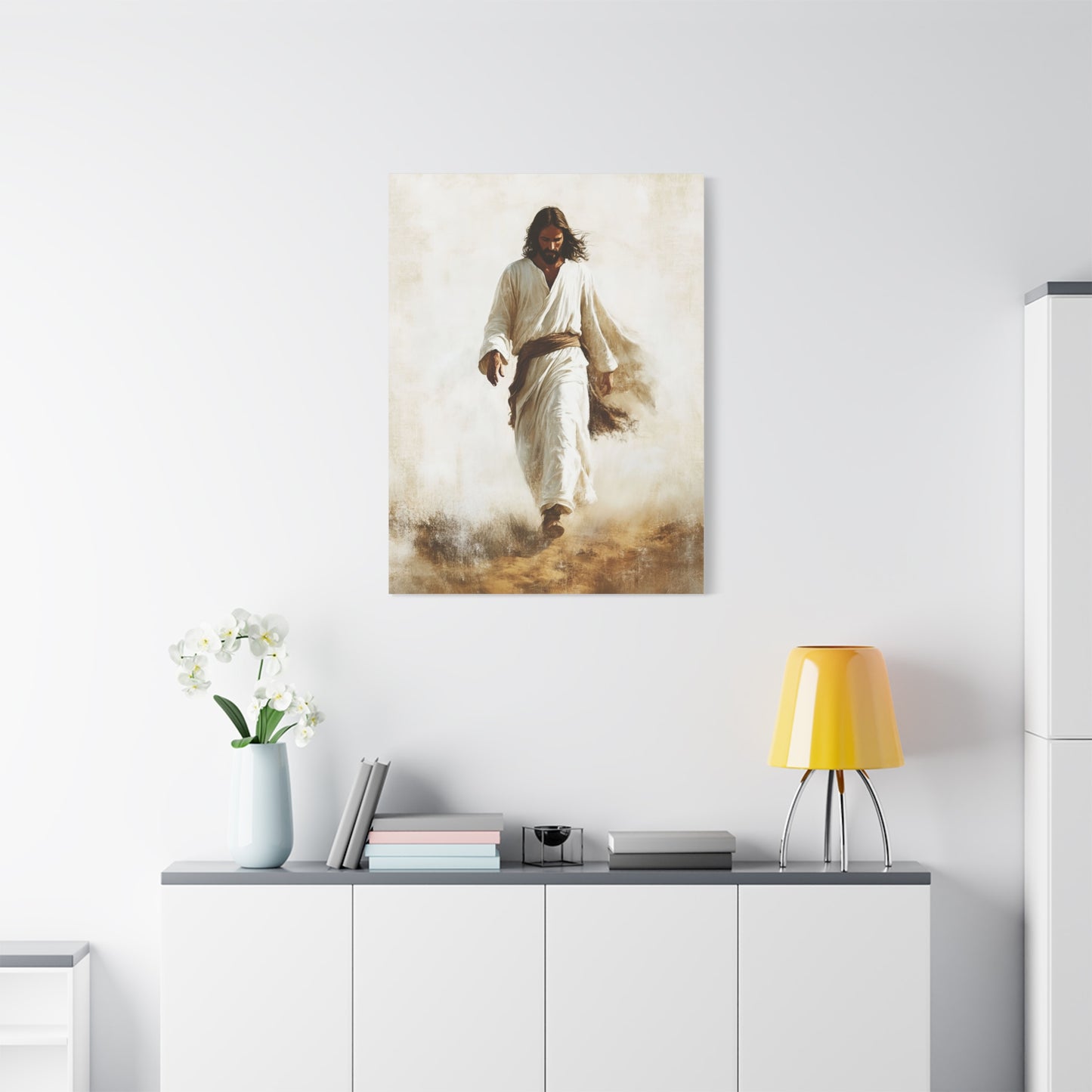 Jesus Christ Walking Through The Desert Catholic Canvas Wall Art, Christian Decor