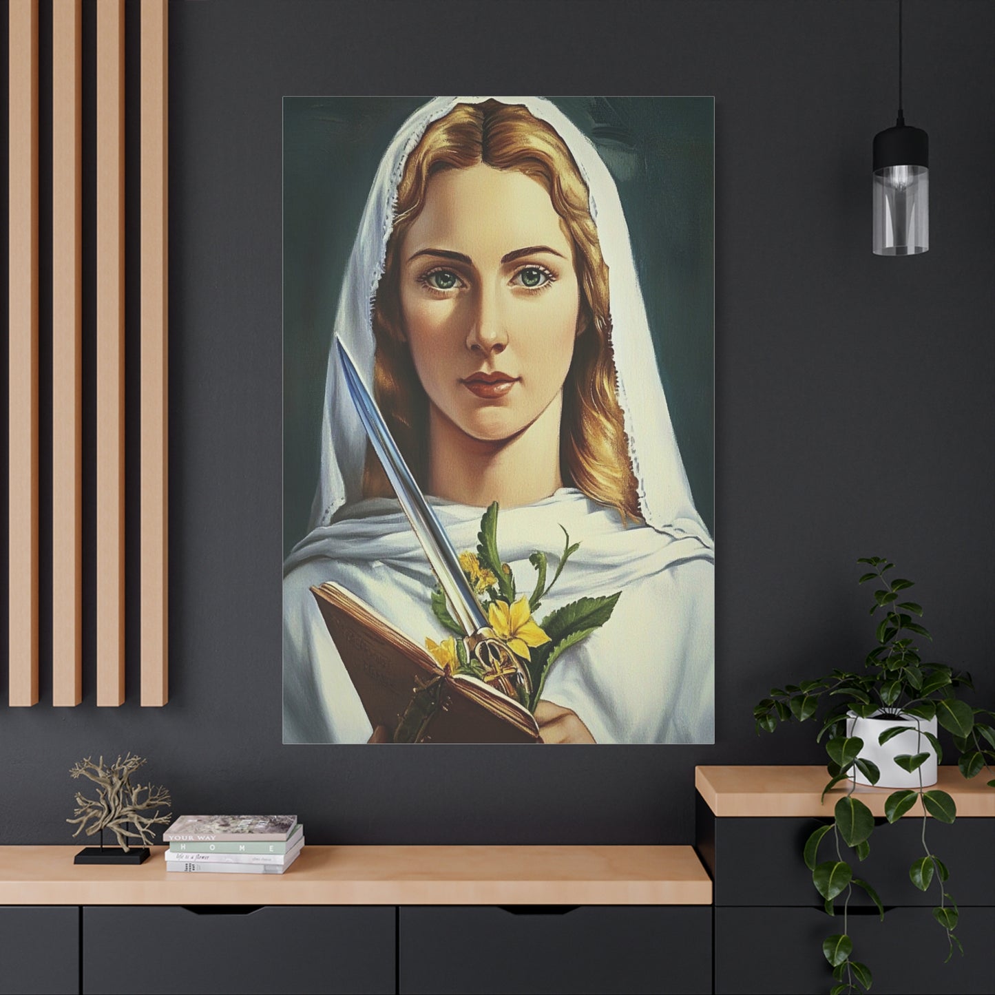St. Dymphna Catholic Canvas Wall Art, Christian Decor