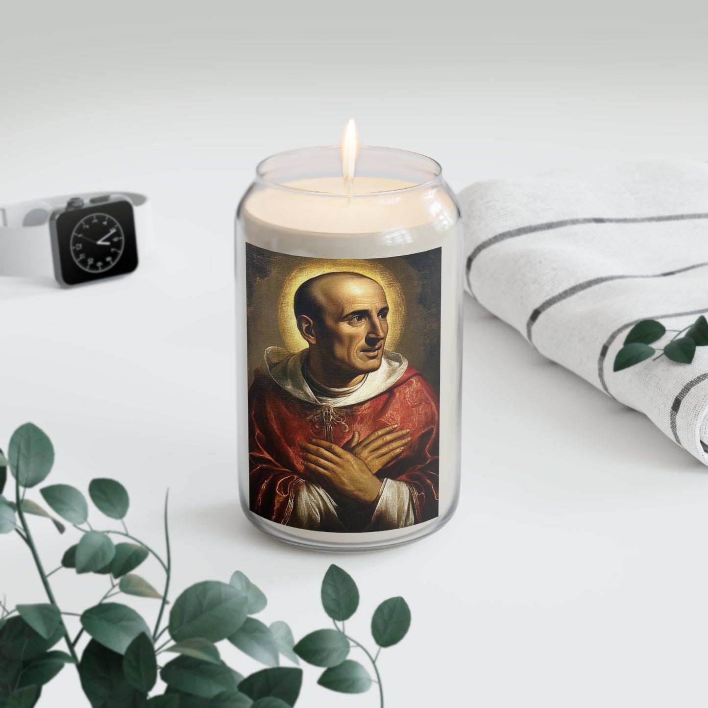 St. Charles Borromeo Catholic Serenity Scented Candle, 13.75oz | Relaxation Gift, Home Decor, Calm Atmosphere, Religious Decor