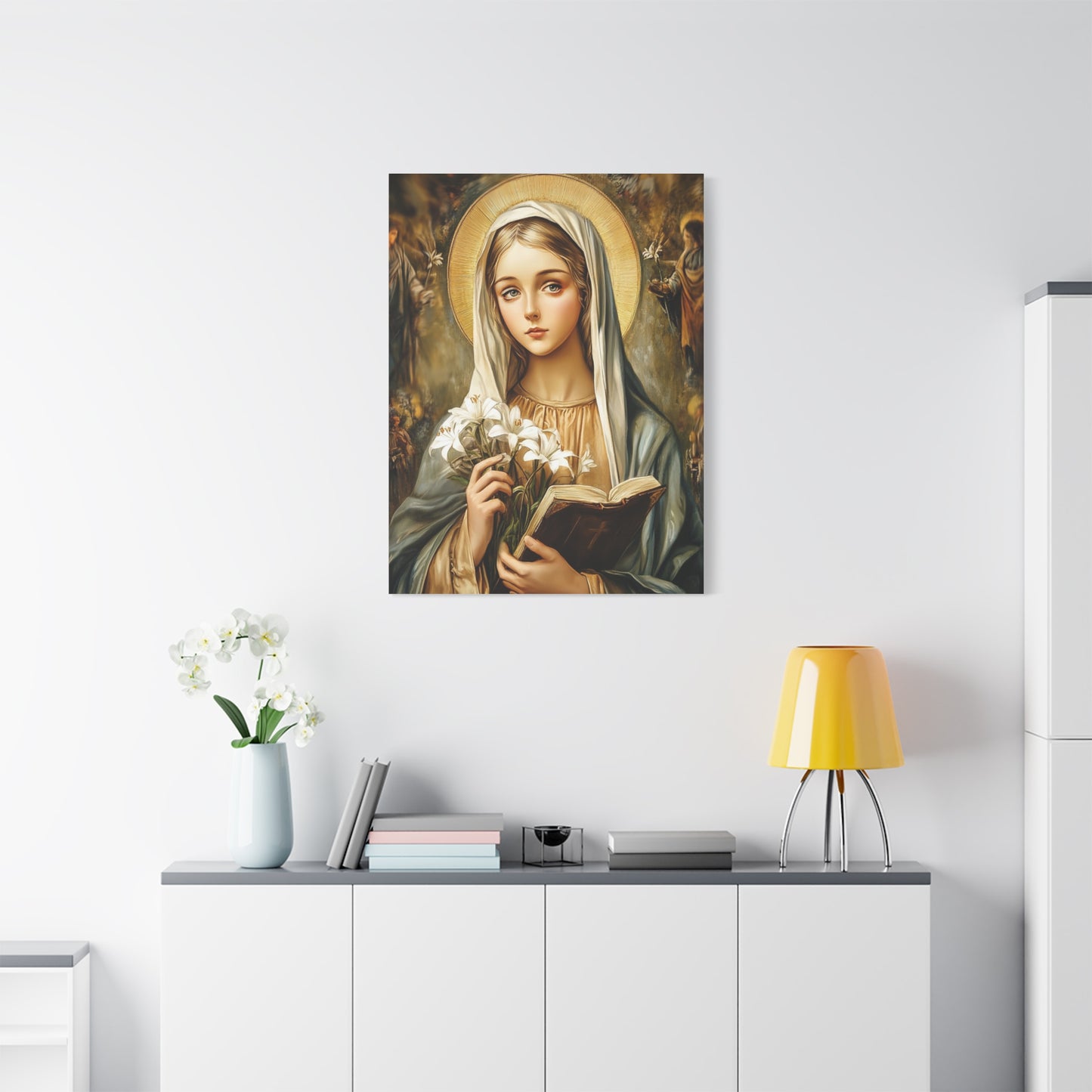 St. Dymphna Catholic Canvas Wall Art, Christian Decor