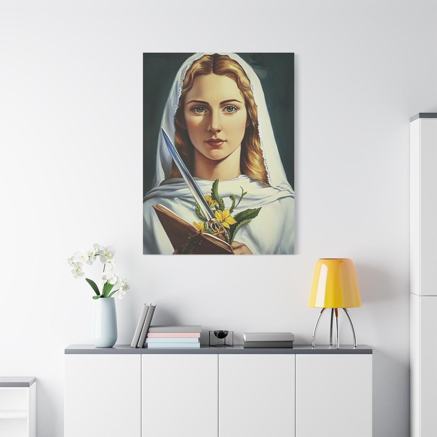 St. Dymphna Catholic Canvas Wall Art, Christian Decor