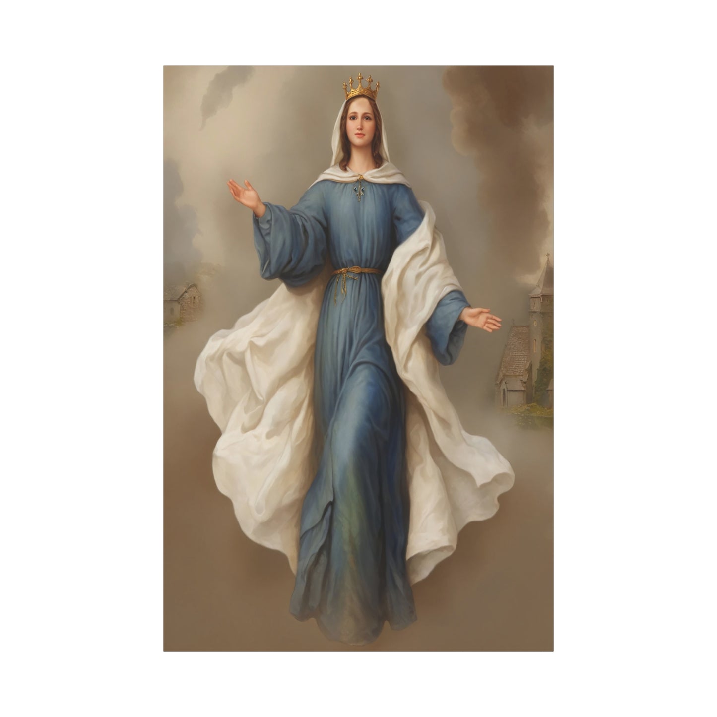 Mother Mary Our Lady of Knock Catholic Canvas Wall Art, Christian Decor