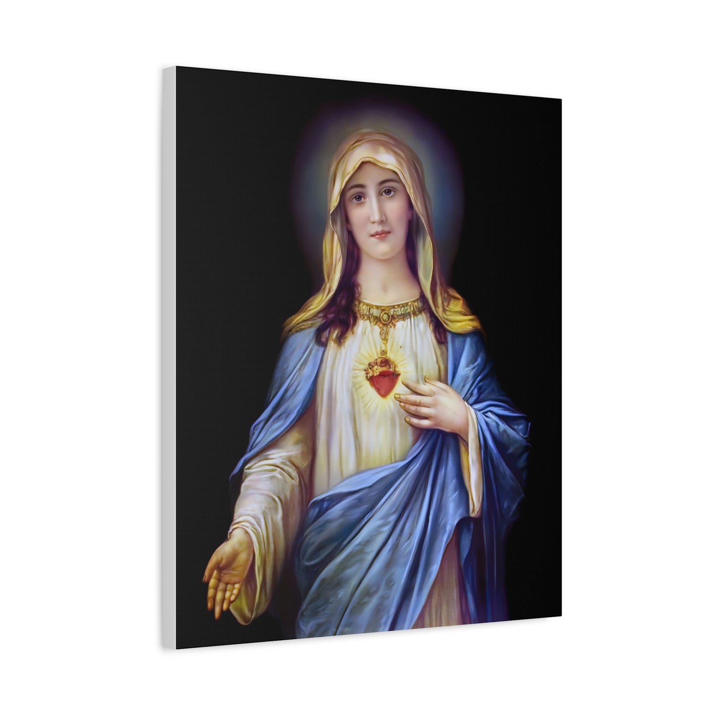 Immaculate Heart Mother Mary - Catholic Canvas Wall Art, Christian Decor