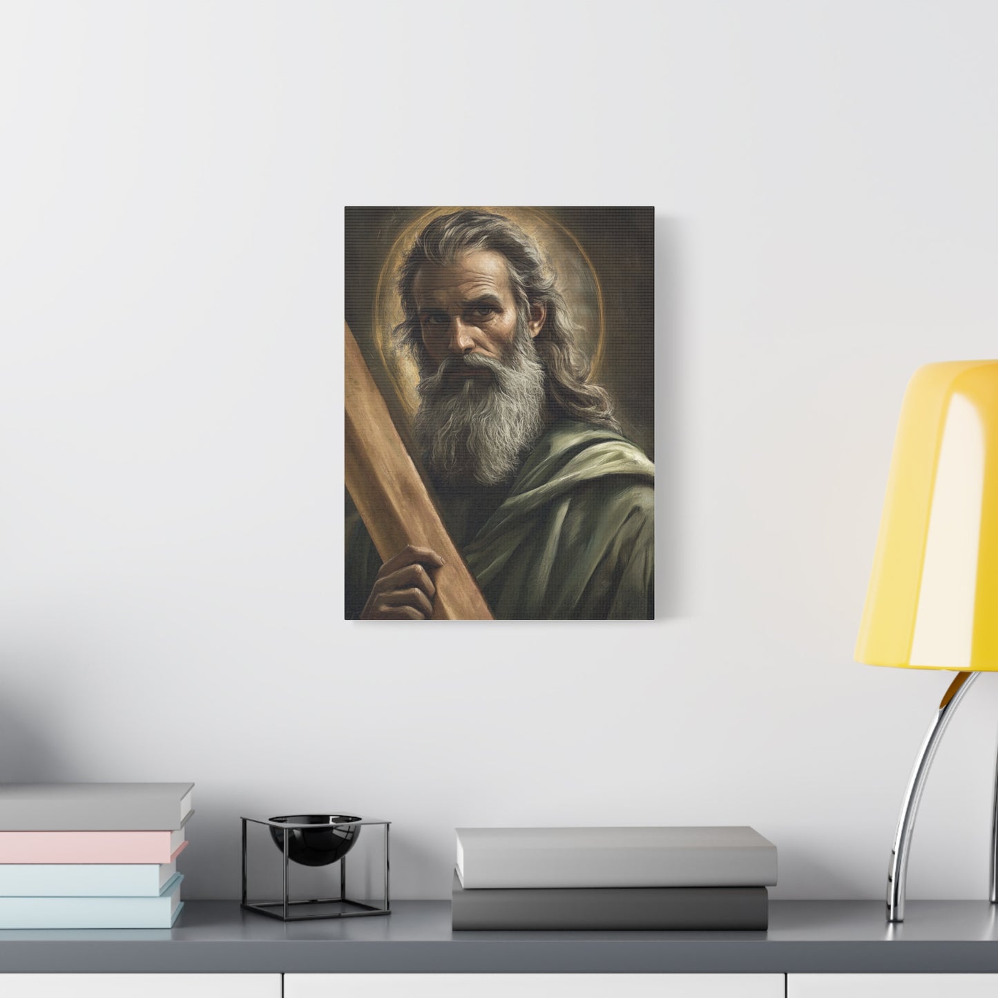Ships from USA - St Andrew the Apostle Catholic Canvas Wall Art, Christian Decor