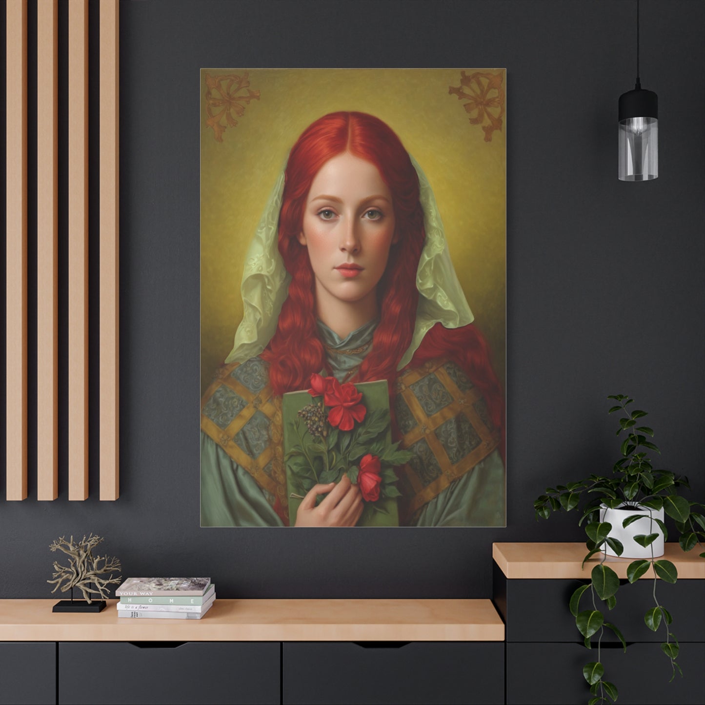 St. Dymphna Catholic Canvas Wall Art, Christian Decor