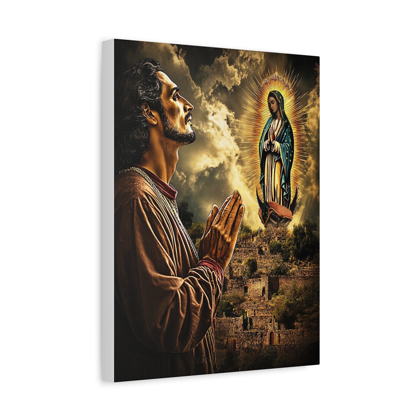 St. Juan Diego Our Lady of Guadalupe Catholic Canvas Wall Art, Christian Decor