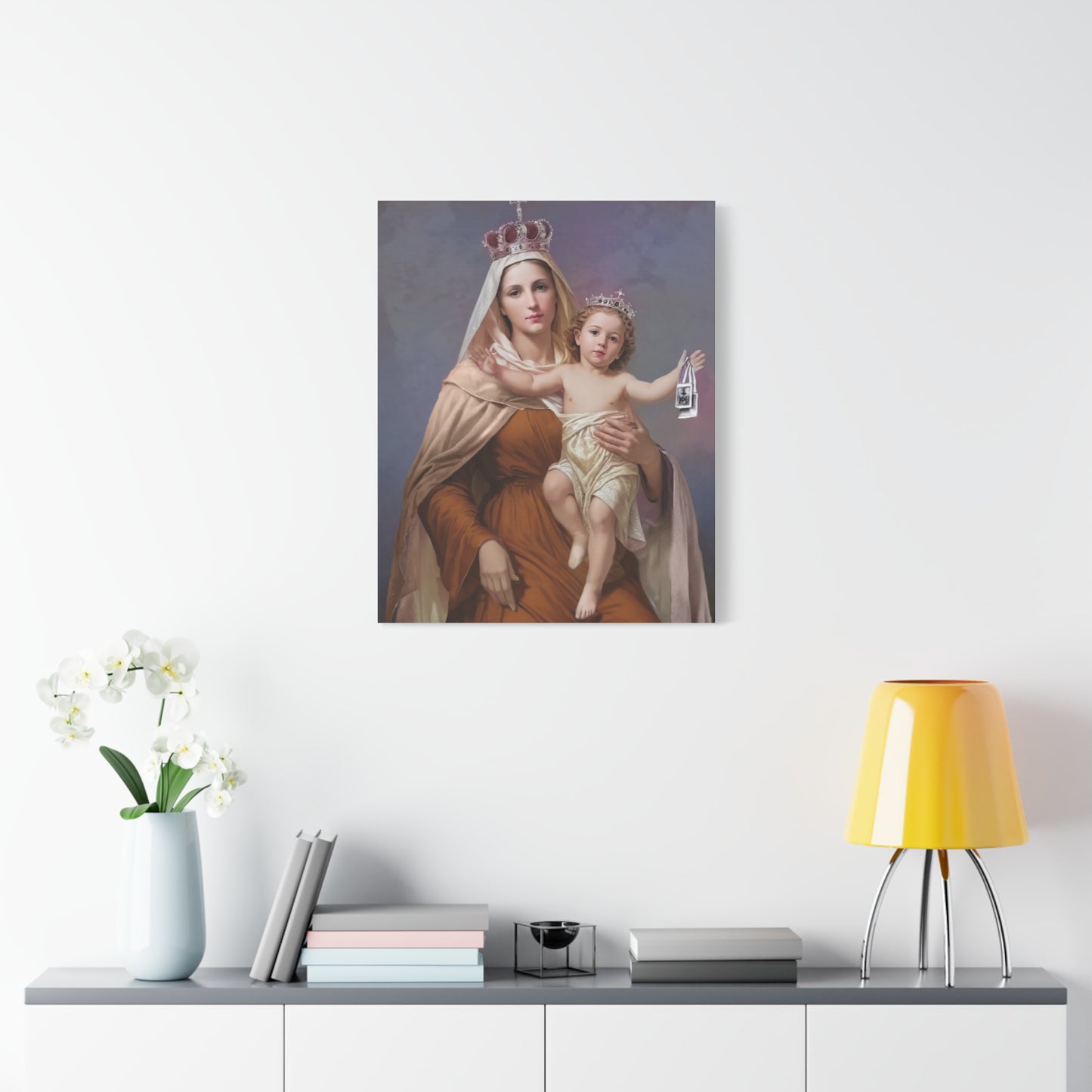 Our Lady of Mount Carmel Catholic Canvas Wall Art, Christian Decor