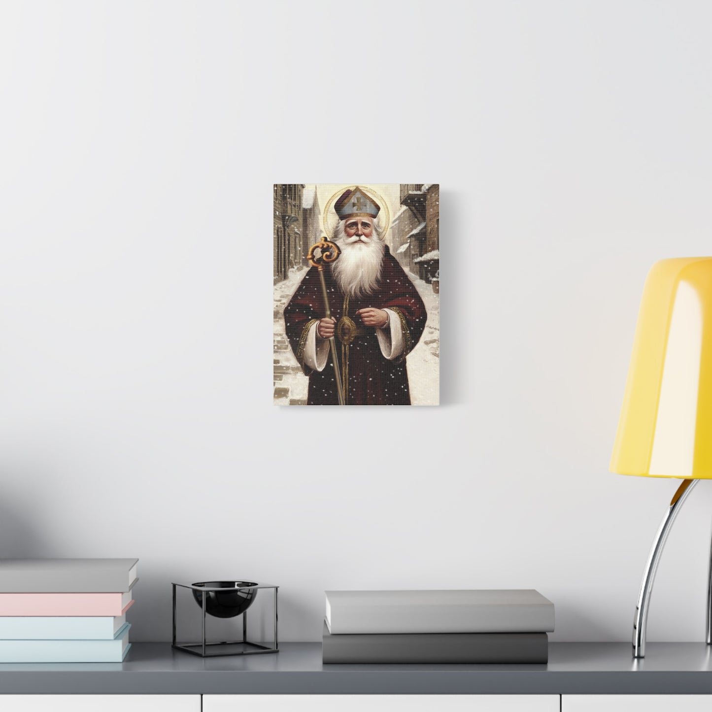 St. Nicholas of Bari Religious Canvas Wall Art, Christian Decor