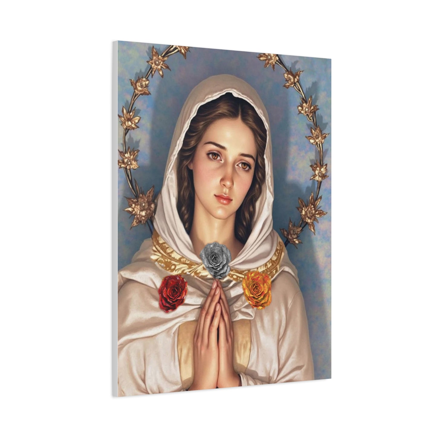 Our Lady Mary Rosa Mystica Catholic Canvas Wall Art, Christian Decor