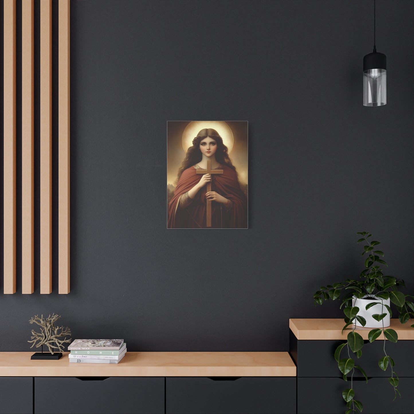 St. Helena and the True Cross Catholic Canvas Wall Art, Christian Decor