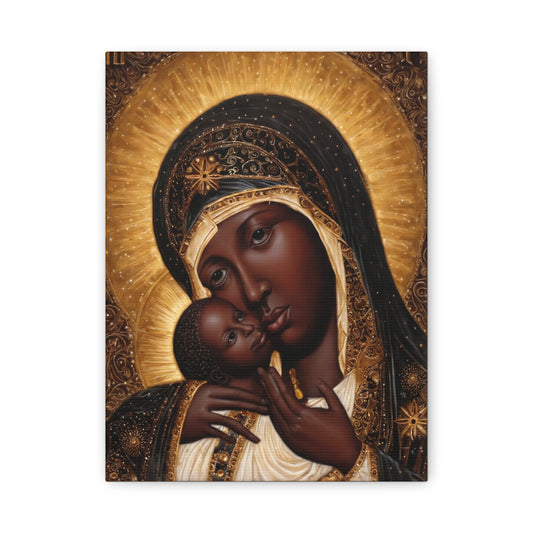 Black Madonna African Mother Mary Catholic Canvas Wall Art, Christian Decor