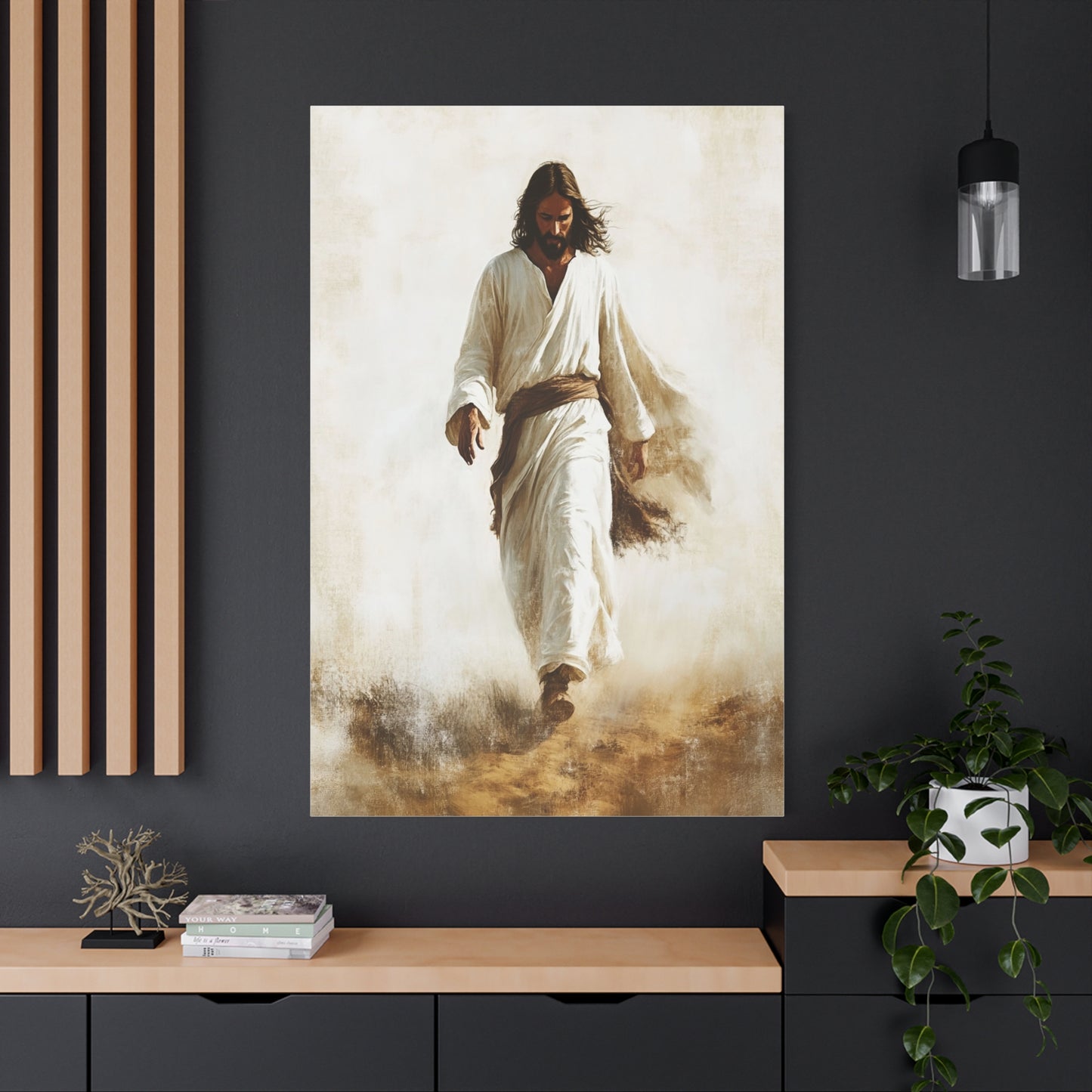 Jesus Christ Walking Through The Desert Catholic Canvas Wall Art, Christian Decor