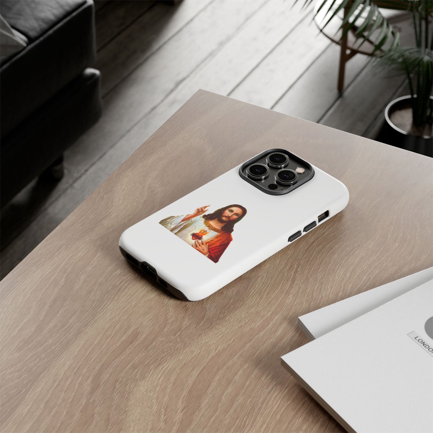 Artistic Phone Case Featuring Jesus, Tough Phone Case, Christian Gift, Religious Phone Cover, Inspirational Phone Accessory, Unique Jesus