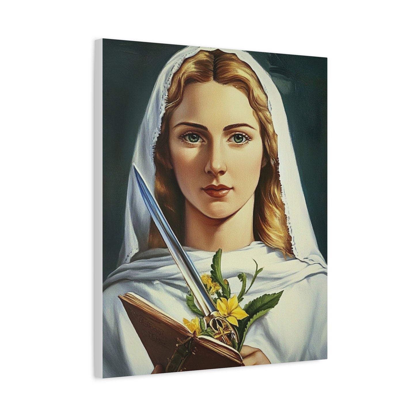 St. Dymphna Catholic Canvas Wall Art, Christian Decor
