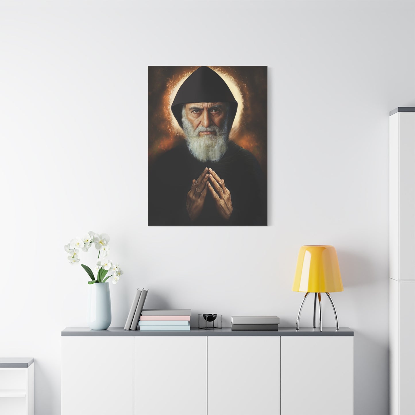 St. Charbel Makhlouf Catholic Canvas Wall Art, Christian Decor