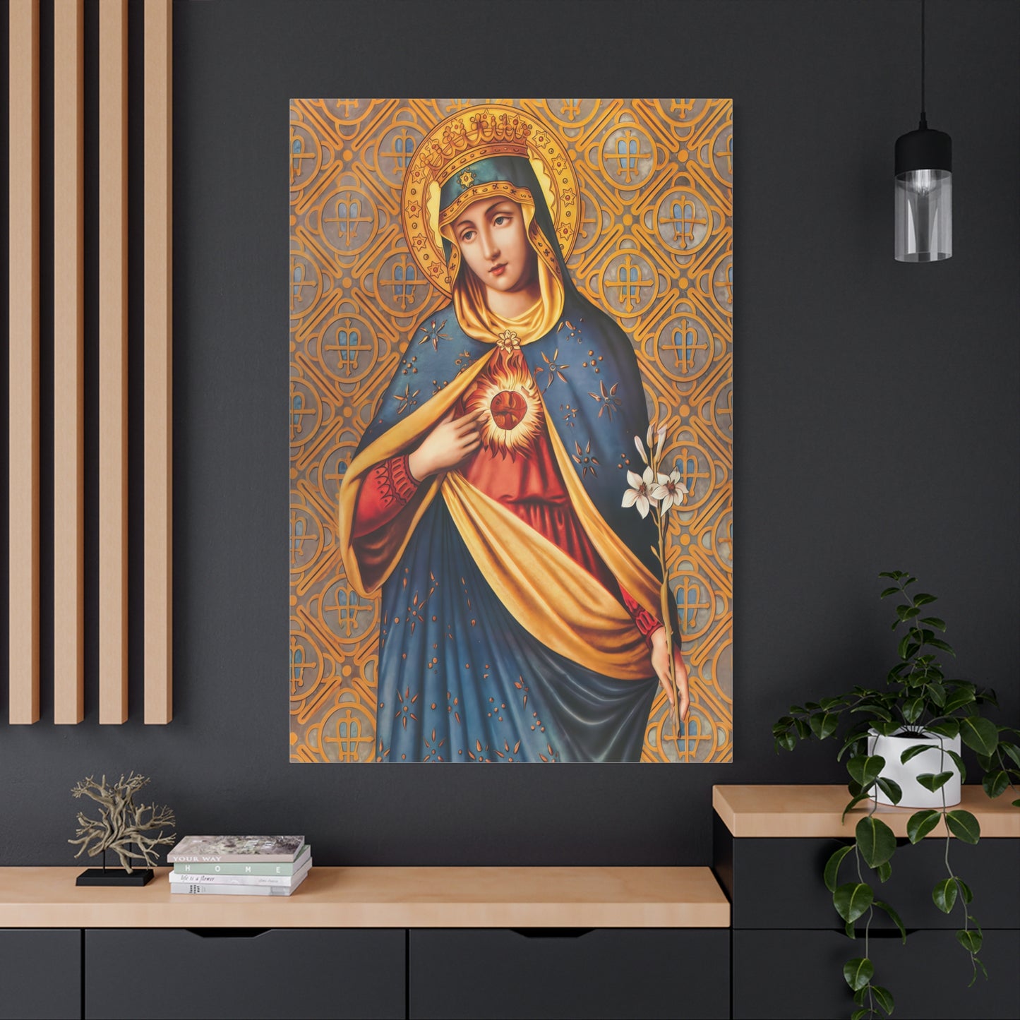 Ready to Hang - Immaculate Conception Mother Mary Catholic Canvas Wall Art, Christian Decor